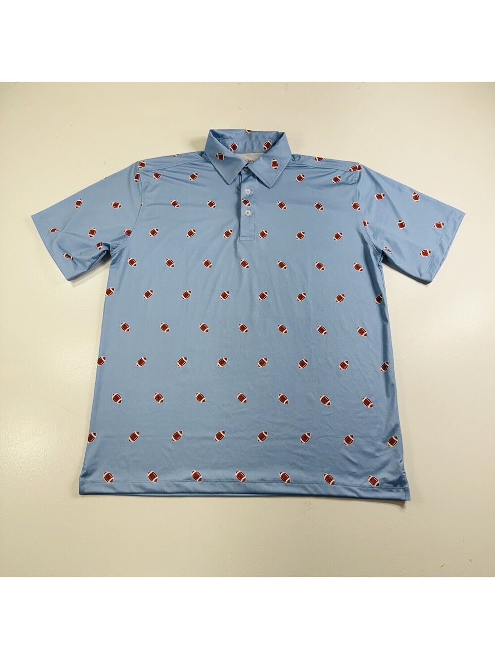 Bald Head Blues Golf Polo Shirt Blue Football All Over Men’s Size Large
